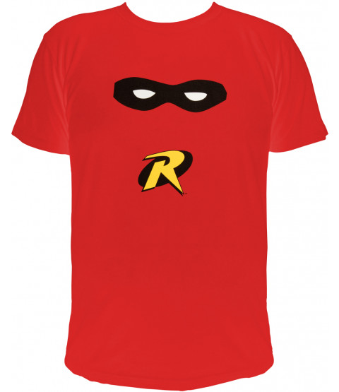 Batman - Herren T-Shirt, rot  - 100% Baumwolle - "Robin`s Maske"