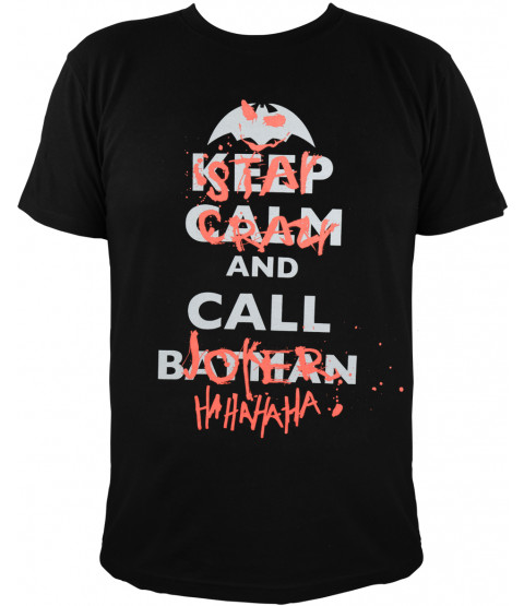 Batman - Herren T-Shirt, schwarz - 100% Baumwolle - "Keep calm and call Batman - Stay crazy and call Joker" 