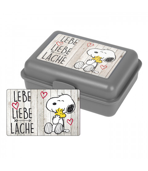 The Peanuts - Brotdose - Lunchbox  "Lebe, Liebe, Lache", Polypropylene, 17,5x12,8x6,9cm