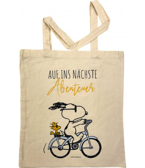 The Peanuts - Snoopy - Stoffbeutel "Auf ins nächste Abenteuer", 38 x 42 cm, Baumwolle
